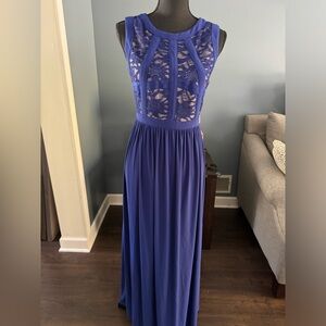 Formal royal blue lace bodice gown